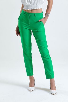 شلوار سبز زنانه پلی استر بافتنی پاچه تنگ فاق نرمال کلاسیک کد 2779372