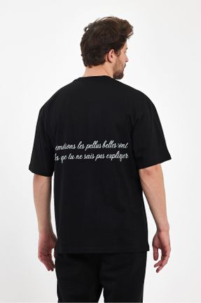 تی شرت مشکی مردانه اورسایز یقه گرد تکی بیسیک کد 817126925