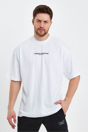 تی شرت سفید مردانه اورسایز یقه گرد تکی بیسیک کد 666179866