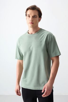 تی شرت سبز مردانه رگولار یقه گرد پنبه - پلی استر تکی کد 812612847