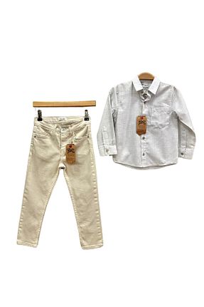 ست بالاتنه و پائین تنه بژ بچه گانه بافتنی rois kids - کد 841975122