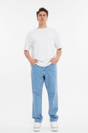 شلوار جین متالیک مردانه پاچه راحت فاق بلند جین کد 823681900