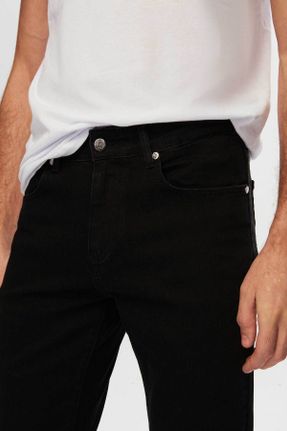 شلوار جین مشکی مردانه پاچه لوله ای جین اسلیم بلند کد 96040027
