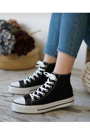 کفش اسنیکر مشکی زنانه بند دار MİSSWEMODASHOES - کد 824428702