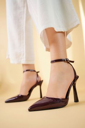 کفش پاشنه بلند کلاسیک زرشکی زنانه چرم لاکی پاشنه نازک پاشنه بلند ( +10 cm) کد 796222670