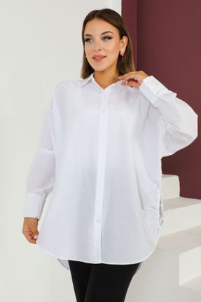 پیراهن سفید زنانه سایز بزرگ تریکتون کد 766029745