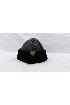 کلاه مشکی زنانه چرم خالص ötüken - کد 640024761