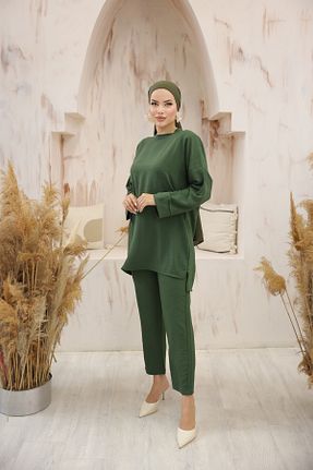 ست بالاتنه و پائین تنه حجاب خاکی زنانه رگولار Esre Store - کد 842035929