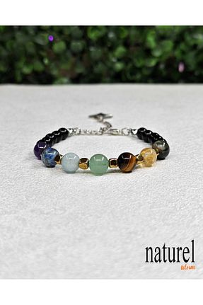دستبند جواهر بژ زنانه سنگ طبیعی Naturel Tılsım - کد 292866790