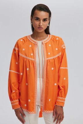 کیمونو نارنجی زنانه پلی استر بافتنی کد 842043401