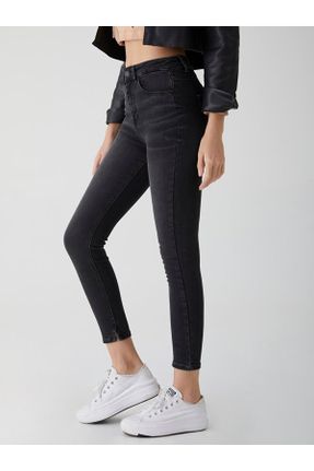 شلوار جین مشکی زنانه پاچه تنگ فاق بلند جین استاندارد کد 31273108
