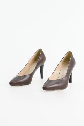کفش پاشنه بلند کلاسیک قهوه ای زنانه چرم طبیعی پاشنه نازک پاشنه متوسط ( 5 - 9 cm ) کد 827802279