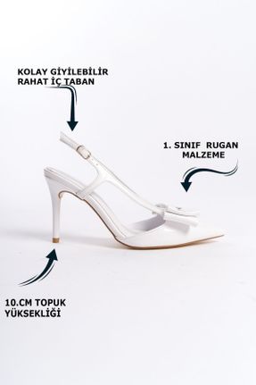 کفش پاشنه بلند کلاسیک سفید زنانه چرم لاکی پاشنه نازک پاشنه بلند ( +10 cm) کد 808607980