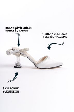 کفش مجلسی سفید زنانه پاشنه ضخیم پاشنه متوسط ( 5 - 9 cm ) چرم مصنوعی کد 814087944