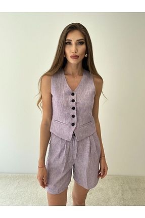 ست بالاتنه و پائین تنه بنفش زنانه بافتنی ossons - کد 834670395
