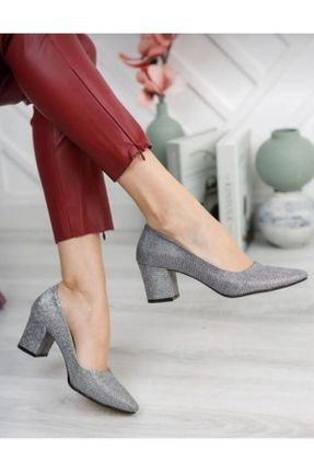 کفش پاشنه بلند کلاسیک طوسی زنانه چرم مصنوعی پاشنه ضخیم پاشنه متوسط ( 5 - 9 cm ) کد 785326719