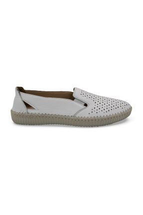کفش کژوال سفید زنانه چرم طبیعی پاشنه کوتاه ( 4 - 1 cm ) پاشنه ساده کد 824906094