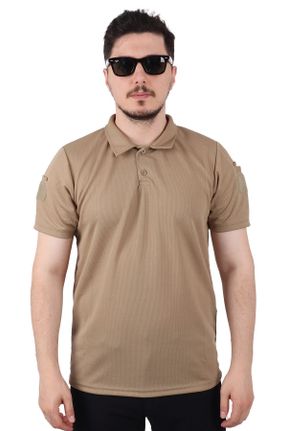 تی شرت بژ مردانه اسلیم فیت یقه پولو کد 840528375