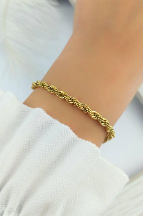 دستبند استیل طلائی زنانه فولاد ( استیل ) کد 270883997