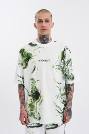 تی شرت نباتی مردانه اورسایز یقه گرد پنبه (نخی) تکی جوان کد 838868787
