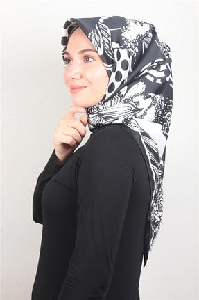 روسری مشکی 100 x 100 PİRAMİT - کد 374940761
