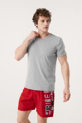 تی شرت طوسی مردانه رگولار یقه گرد تکی بیسیک کد 240151489