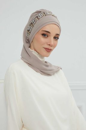 شال قهوه ای زنانه پلی استر کد 645130867