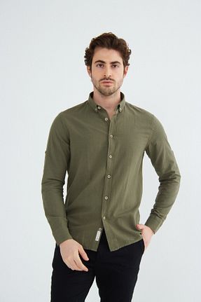 پیراهن خاکی مردانه اسلیم فیت RAVANELLI - کد 696290461