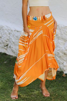 دامن نارنجی زنانه پارچه Chiccy - کد 841913499