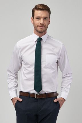 پیراهن سفید مردانه رگولار یقه پیراهنی پنبه - پلی استر کد 37206342