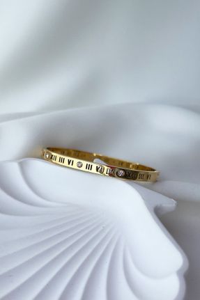 دستبند استیل طلائی زنانه فولاد ( استیل ) کد 787008829