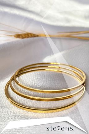 دستبند استیل طلائی زنانه فولاد ( استیل ) کد 764590423