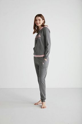 ست لباس راحتی طوسی زنانه ساده U.S. Polo Assn. - کد 761739495