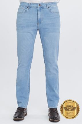 شلوار جین آبی مردانه پاچه لوله ای فاق بلند جین استاندارد کد 305781436