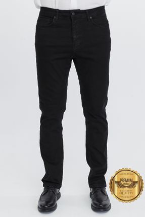 شلوار جین مشکی مردانه پاچه لوله ای فاق بلند جین استاندارد کد 280767684