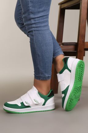 کفش اسنیکر سبز زنانه چسبی چرم مصنوعی کد 430676696