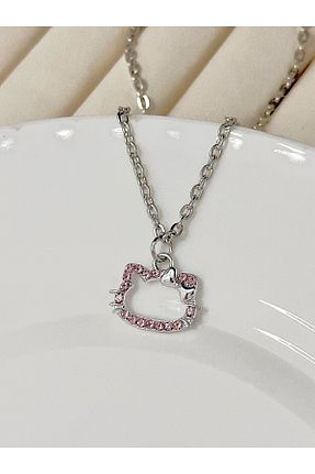گردنبند جواهر صورتی زنانه آهن sleyshop - کد 750692026
