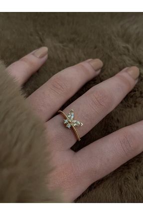 انگشتر جواهر طلائی زنانه روکش طلا کد 261079836