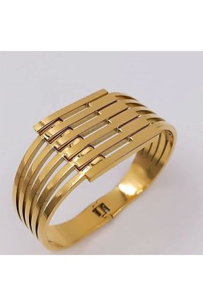 دستبند استیل طلائی زنانه فولاد ( استیل ) کد 768191455