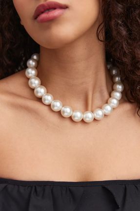 گردنبند جواهر سفید زنانه مروارید کد 290544177