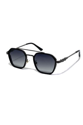 عینک آفتابی مشکی مردانه 54 UV400 فلزی مات بیضی کد 823572457