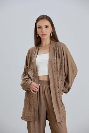 ست بالاتنه و پائین تنه قهوه ای زنانه بافتنی MAY MARA - کد 833608433