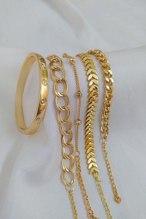 دستبند جواهر طلائی زنانه زیرکن Perry - کد 842034072