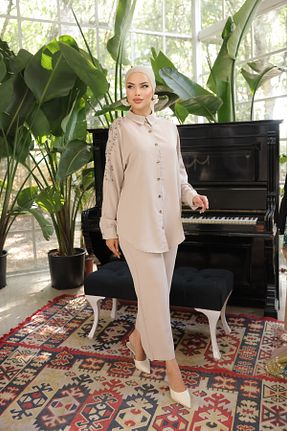 ست بالاتنه و پائین تنه حجاب بژ زنانه رگولار Esre Store - کد 842036137