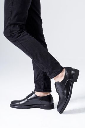 کفش کلاسیک مشکی مردانه چرم طبیعی پاشنه کوتاه ( 4 - 1 cm ) پاشنه ساده کد 152002221