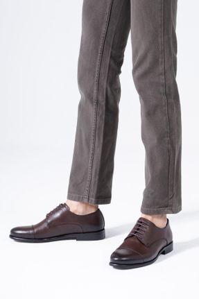 کفش کلاسیک قهوه ای مردانه چرم طبیعی پاشنه کوتاه ( 4 - 1 cm ) پاشنه ساده کد 39047629