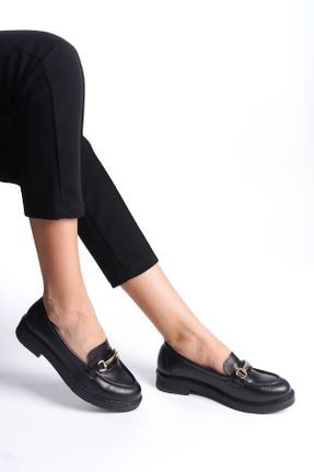 کفش لوفر مشکی زنانه چرم مصنوعی پاشنه متوسط ( 5 - 9 cm ) کد 802153500