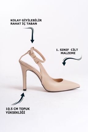 کفش پاشنه بلند کلاسیک بژ زنانه چرم لاکی پاشنه نازک پاشنه بلند ( +10 cm) کد 806156734