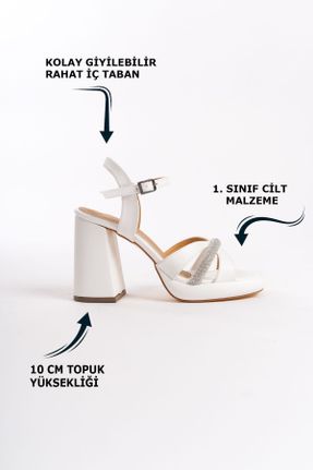 کفش مجلسی سفید زنانه پاشنه متوسط ( 5 - 9 cm ) پاشنه ضخیم چرم مصنوعی کد 823517596