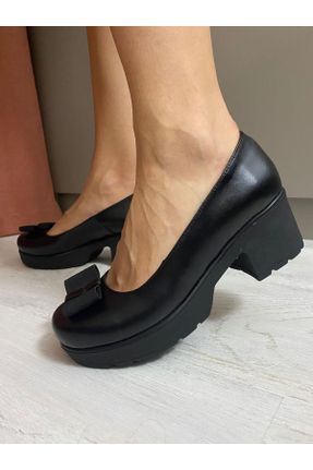 کفش پاشنه بلند کلاسیک مشکی زنانه چرم طبیعی پاشنه ضخیم پاشنه متوسط ( 5 - 9 cm ) کد 368147948